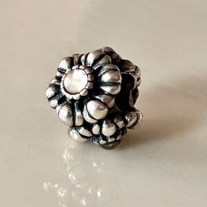 PANDORA Flower Bloom Charm Bead ALE 925S April Birthday Clear Crystal, Preloved